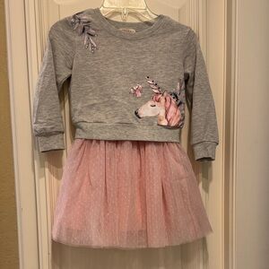 Truly Me Gray and Pink Unicorn Dress